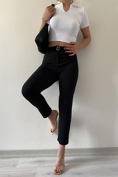 İstangül Butik Full Lycra Ankle Length Buckle Trousers