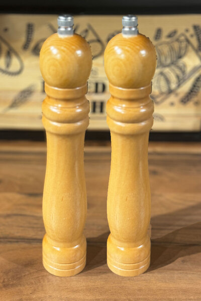 SİHİRLİ AYAKLAR 2 Adet Tuz Karabiber Değirmeni Baharat Öğütücü Ahşap Değirmen...