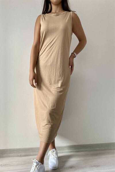 İstangül Butik Rochie din material Belmando cu mânecă zero