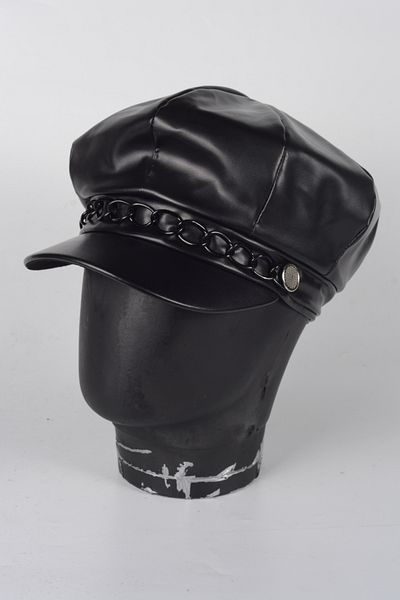 mercantoptan Faux Leather Soft Textured Women's Cap - Captain Sailor Type