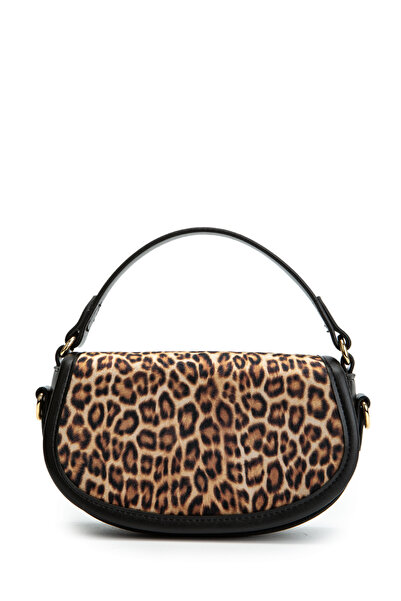 minebag Stella Suede Women's Crossbody Bag - Long Strap and Leopard Pattern