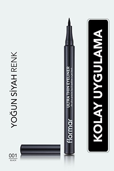 Flormar Ultra İnce Uçlu Hassas Çizgi Sağlayan Uzun Süre Kalıcı Eyeliner-001 Black