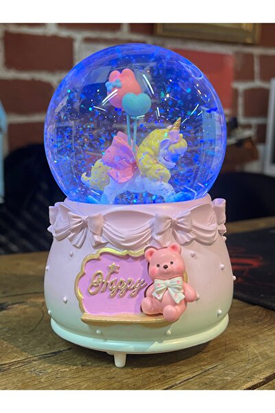 nesever store Mega Boy Kar Küresi Unicorn Full Otomatik Kar Püskürtmeli Işıkl...