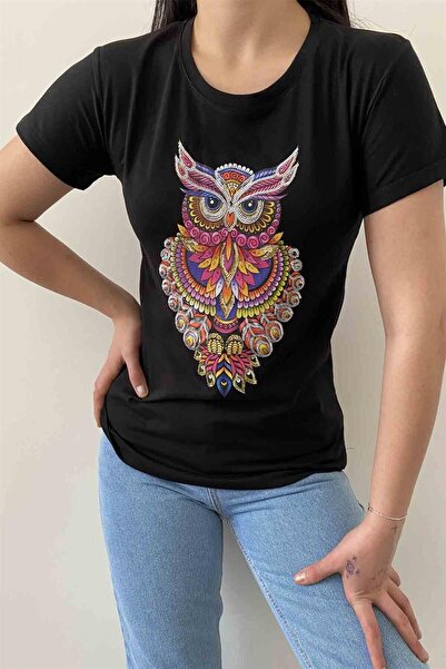 İstangül Butik Тениска с кръгло деколте Owl