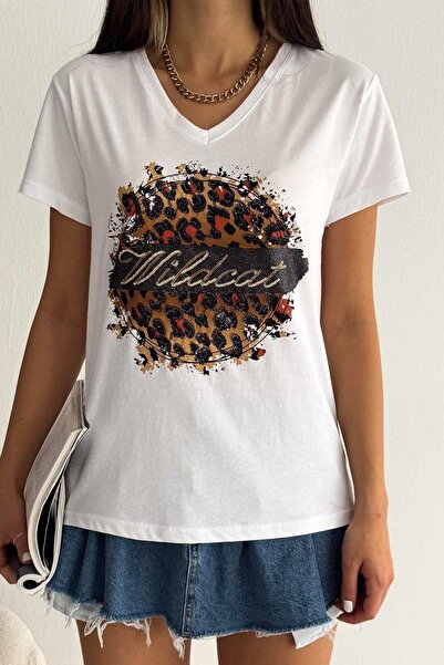 İstangül Butik Tricou cu design cu paiete Wild Cat