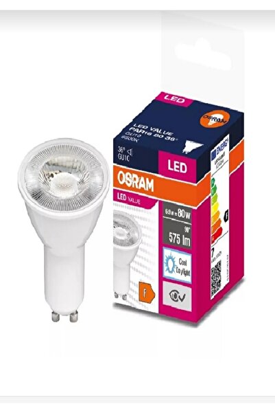 Osram 6.9w = 80w Eşdeğer Gu10 Duylu 6500kelvin Beyaz Işık 575 Lümen F Enerji Led Spot Ampul