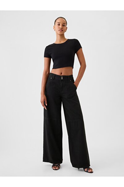 GAP Kadın Siyah Mid Rise UltraSoft Baggy Jean Pantolon