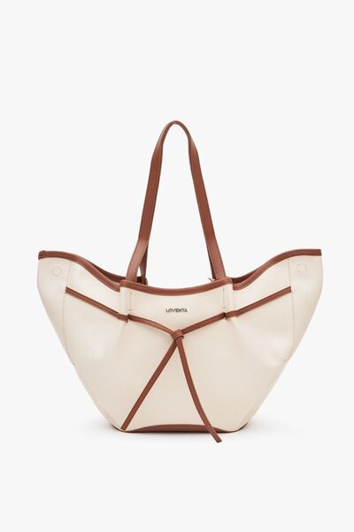 LOVENTA Large Tote Bag Beige & Tan Niesha