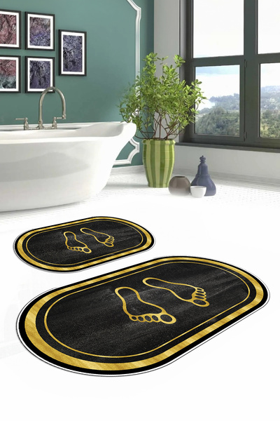 Napoli Home Σετ τουαλέτας με ψηφιακή εκτύπωση, αντιολισθητική βάση, εκτυπωμένη στα πόδια, οβάλ χαλάκι μπάνιου