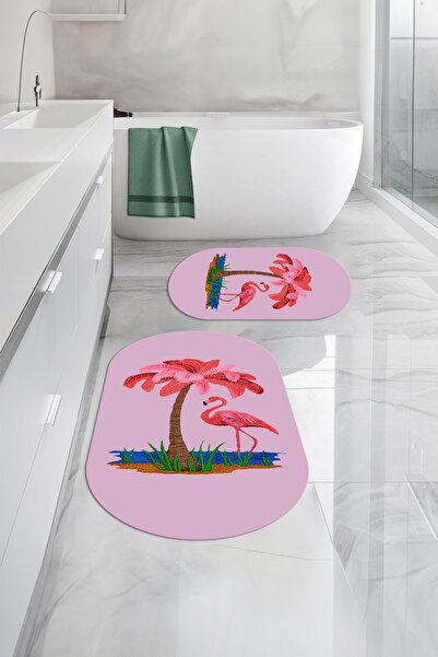 Napoli Home Set de toaletă pentru baie ovală, lavabilă digitală, cu model fla...