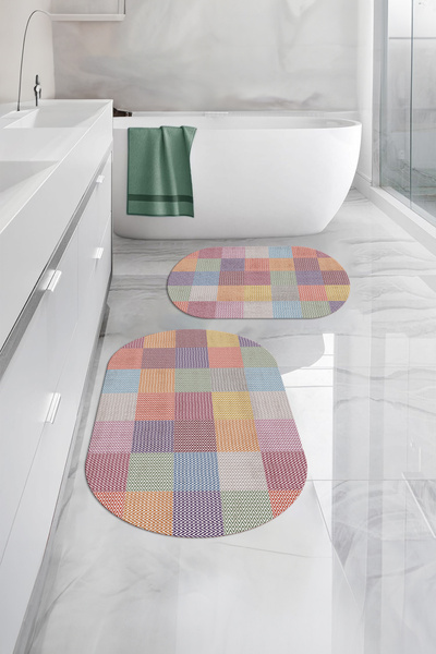 Napoli Home Set de scaune pentru toaletă cu covoraș oval pentru baie, lavabil...