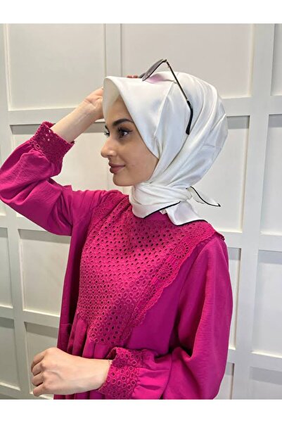 ipekevi Eșarfă din mătase simplă - alb perlat