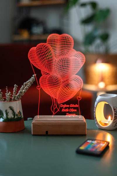 Modiwa Design Doğum Günü Hediyesi, Sevgiliye Doğum Günü Hediyesi Kalp Balonlar 16 Renkli Gece Lambası