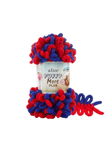 Alize 2 τεμάχια Puffy More Plus Πλεκτό νήμα χειρός, νήμα πλεξίματος δακτύλων (2 x 250 γραμμάρια) 8009