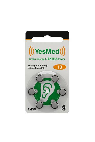 YesMed Extra Power 13 Numara İşitme Cihazı Pili (10 Paket x 6 Adet = 60 Adet Pil)