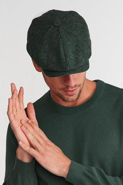 Külah Men's Green Herringbone Cap 8 Piece Peaky Blinders Hat