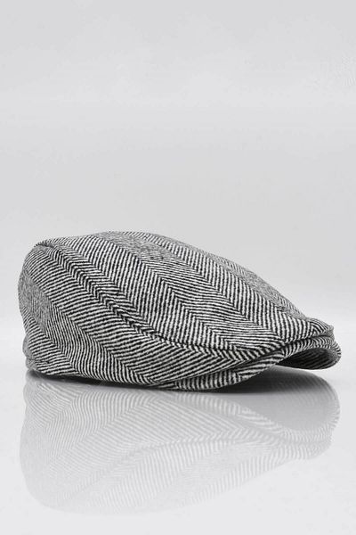 Külah Men's Herringbone Wool Black-white Hooligan Cap Hat