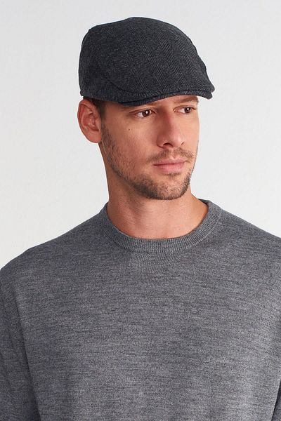 Külah Men's Herringbone Wool Smoked Hooligan Cap Hat