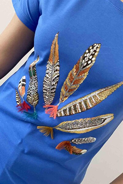 İstangül Butik Μπλουζάκι Indian Crew Neck Design