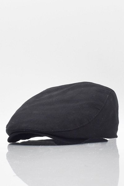 Külah Men's Plain Cotton Black Flat Cap Beanies