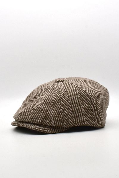 Külah Men's Zigzag Patterned 8 Piece Woolen British Cap Hat