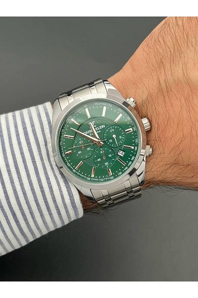 Daniel Klein Men's Watch Green-Silver Color 3 Atm Waterproof