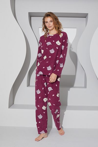 Siyah İnci Set de pijamale din lână cu partea inferioară de prune 24223062
