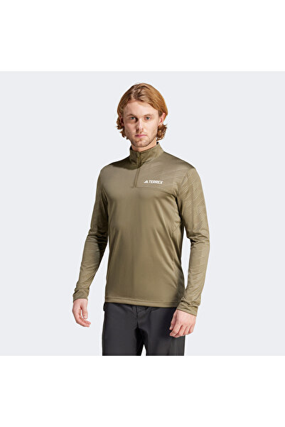adidas Terrex Multi Half Zip Erkek Yeşil Günlük Sweatshirt