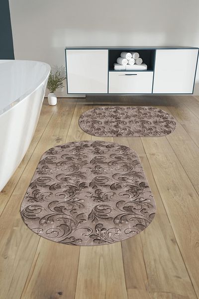 Napoli Home Set de scaun de toaletă pentru baie ovală, lavabil digital, anti-alunecare, cu model acrilic, KLOZET-83-VIZON,