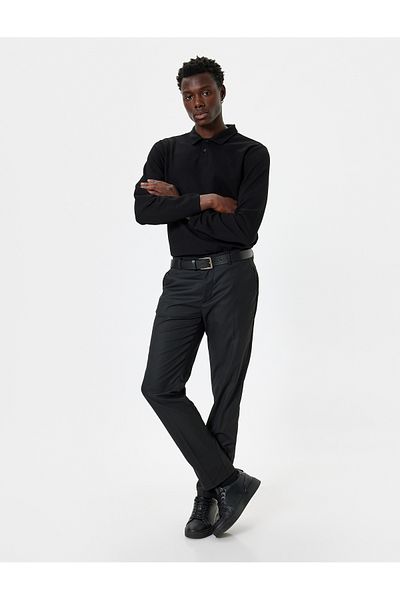 Koton Cotton Blended Polo Collar Textured Sweater