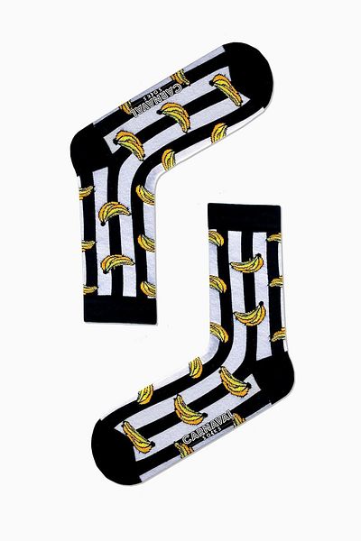 CARNAVAL SOCKS Чорапи с черни райета и шарка на банан