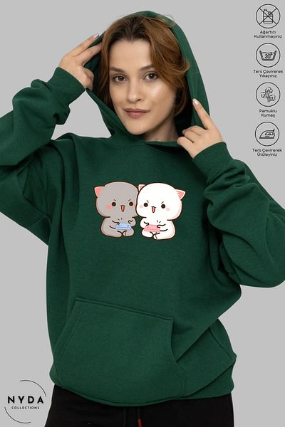 Nyda Collections Unisex Oversize Hooded Hoodie - Μακρυμάνικο, Bubu Dudu Game Printed, Βαμβακερό φούτερ