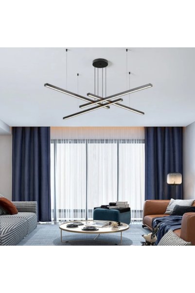 ZR AYDİNLATMA Siyah 4*100cm Sarkıt Led Avize, 4000k Işık, Kumandalı, Sarkıt A...