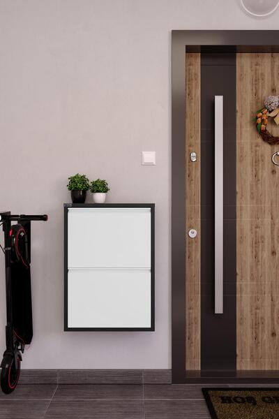 Ceha 2'li Metal Ayakkabılık - Siyah/Kar Beyaz