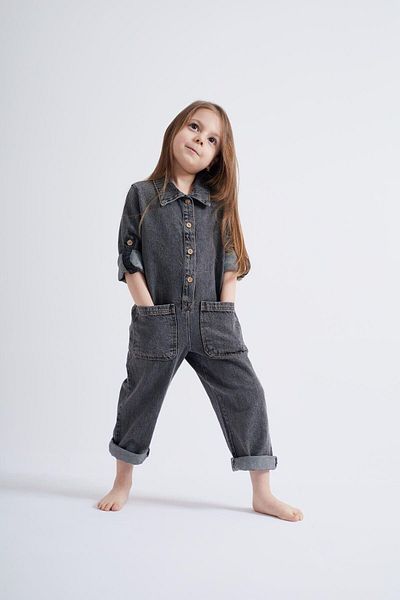 Oliven The Kid Black Long Sleeve Jumpsuit - Denim Design