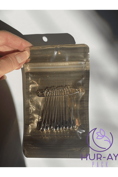 HUR-AY PACK 8,5x14 CM-Gold Metalize Parlak-Takı-Kına-Kurabiye Poşeti-Kilitli Dipli Fermuarlı Poşet-10 ADET