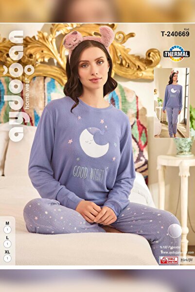 Aydoğan Kadın Asya Termal Good Night Eflatun Pijama Takım 0669