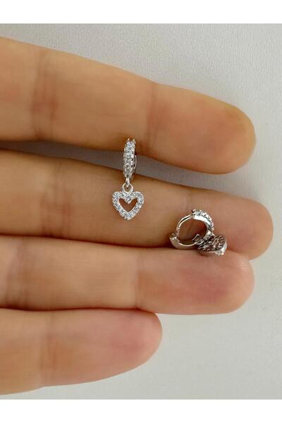 Arescollection 1 ADET ZİRKON TAŞLI KALP  SALLANTILI TRAGUS ROOK UYUMLU MİNİMA...