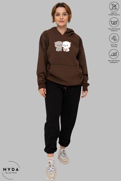 Nyda Collections Unisex Oversize Hooded Hoodie - Μακρυμάνικο, Bubu Dudu Game Printed, Βαμβακερό φούτερ