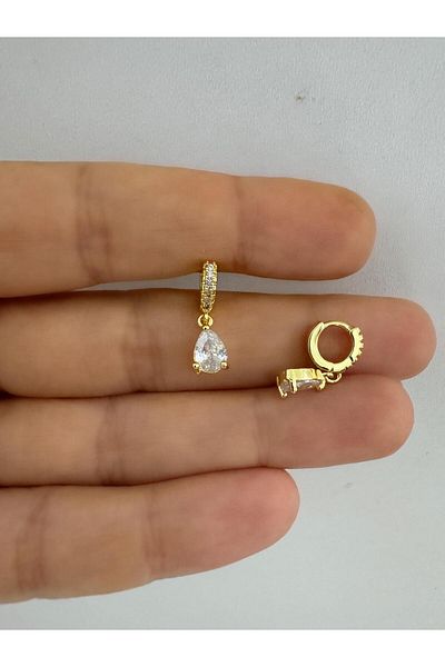 Arescollection 1 Piece Zircon Stone Drop Dangle Tragus Rook - Piercing Earrings