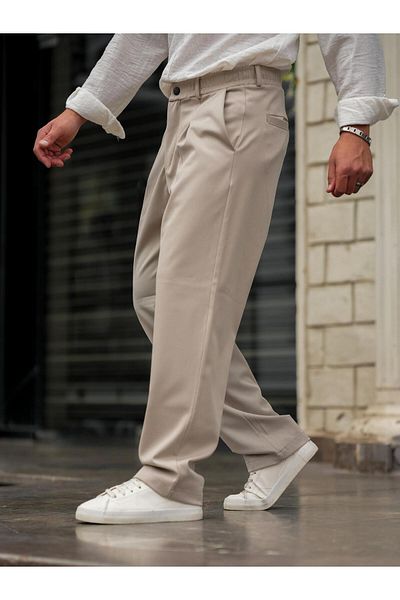 Tarz Cool Ανδρικό πλισέ κλασικό φαρδύ παντελόνι