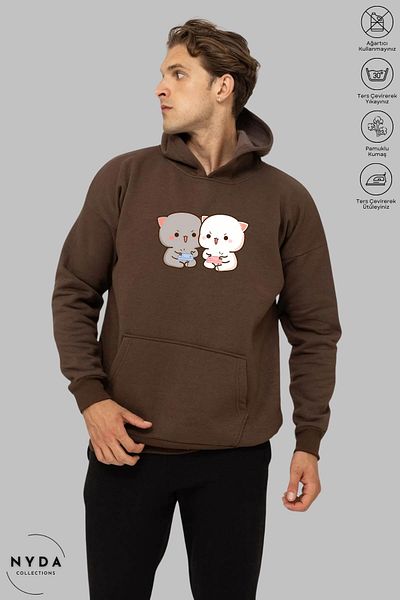 Nyda Collections Unisex Oversize Hooded Hoodie - Μακρυμάνικο, Bubu Dudu Game Printed, Βαμβακερό φούτερ
