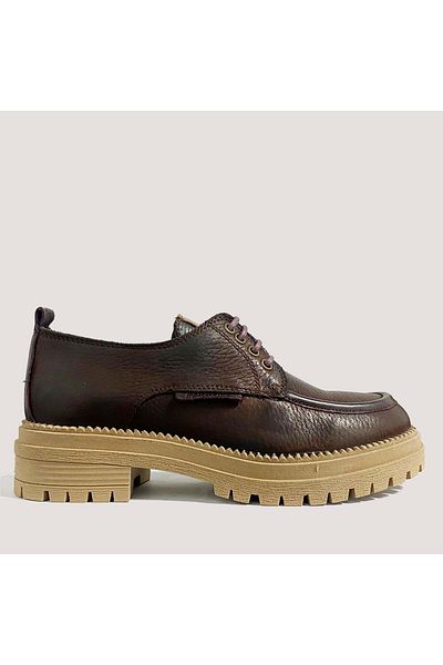 Mammamia Women's Leather Flooter Casual Shoes 3160 - Brown - 39