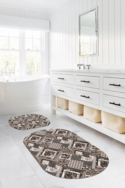 Napoli Home Set de toaletă pentru baie ovală, lavabilă digital, cu model clas...