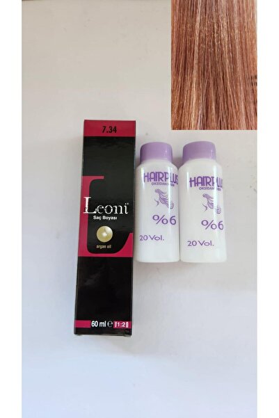 Leoni Profesyonel Saç Boyası 7.34 Işıltılı Çikolata Kahve+2 Adet Oksidan