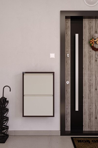 Ceha 2'li Metal Ayakkabılık - Kahverengi/krem