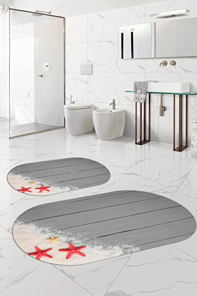 Napoli Home Set de toaletă pentru baie ovală, lavabilă digitală, modernă, în formă de stea de mare