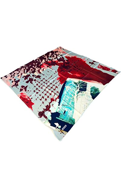 Aker وشاح حريري بنمط كارما أزرق 8278713 - 924