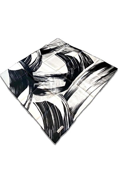 Pierre Cardin Siyah - Beyaz Karma Desenli Tivil İpek Eşarp 8385438-917