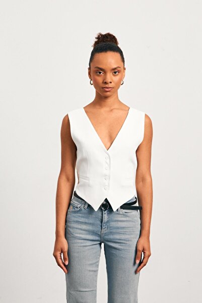 YOUR NAME Білий жіночий жилет з декольте на спині